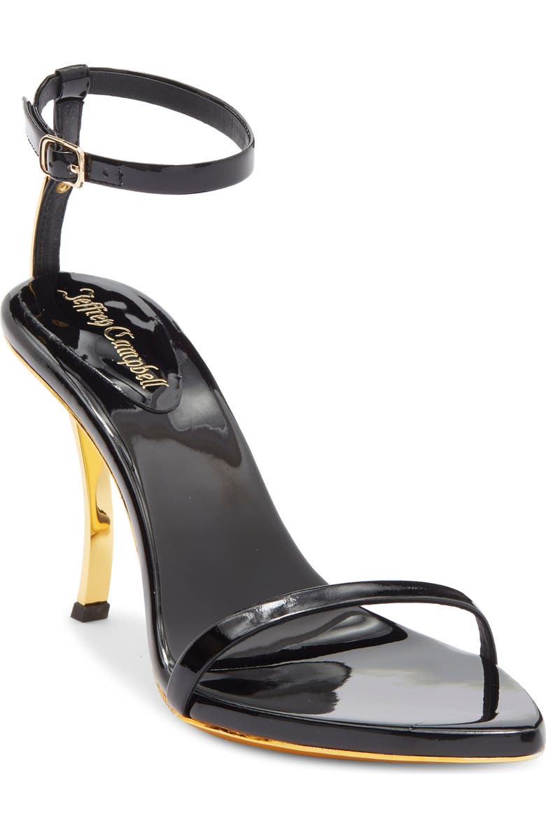 Jeffrey Campbell Obsession Ankle Strap Sandal, Main, color, Black Patent Gold