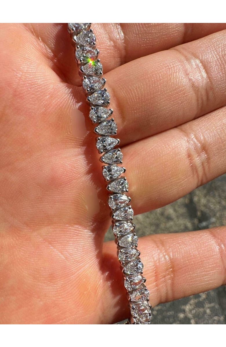 Bliss Diamond 10Ct Pear Shape Diamond Tennis Bracelet Wide 14k Gold Lab Grown, Alternate, color, 14K White Gold
