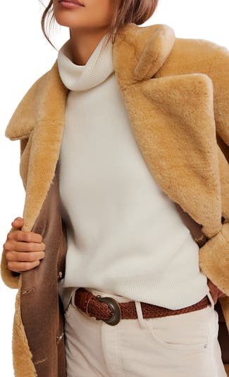 Mari Double Breasted Reversible Faux Shearling Coat