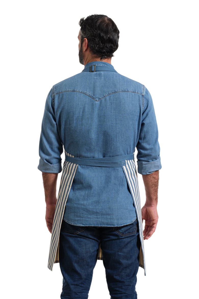 Bib Apron with Pockets - Striped, Alternate, color, Blue
