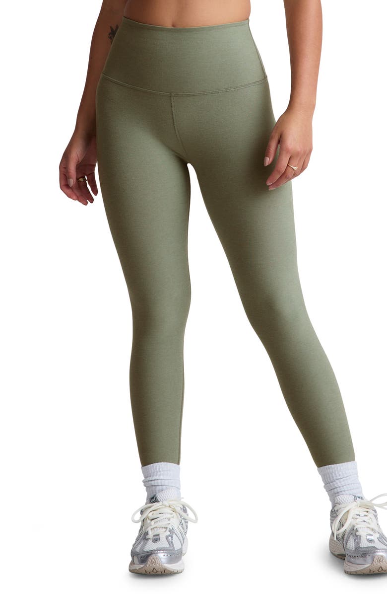 Beyond Yoga Caught in the Midi High Waist Leggings, Main, color, Grey Sage Heather