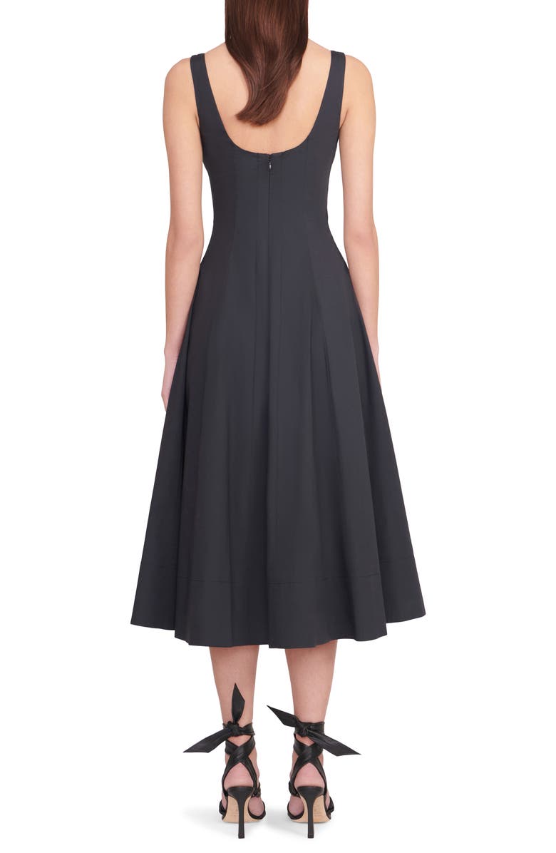 STAUD BIRKENSTOCK + STAUD Wells Stretch Cotton Poplin Midi Fit & Flare Dress, Alternate, color,