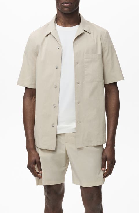 Cotton Blend Camp Shirt