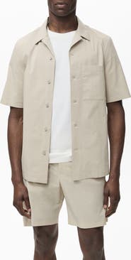 MANGO Cotton Blend Camp Shirt