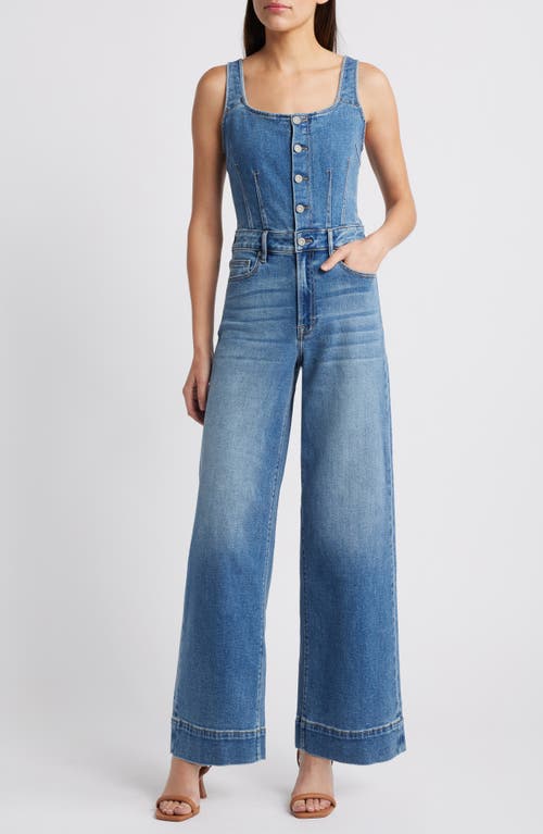 HIDDEN JEANS Wide Leg Denim Jumpsuit in Medium Wash 