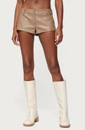 EDIKTED Melaney Faux Leather Micro Shorts