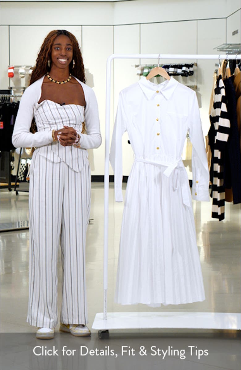 Pleated Long Sleeve Shirtdress, sales video thumbnail