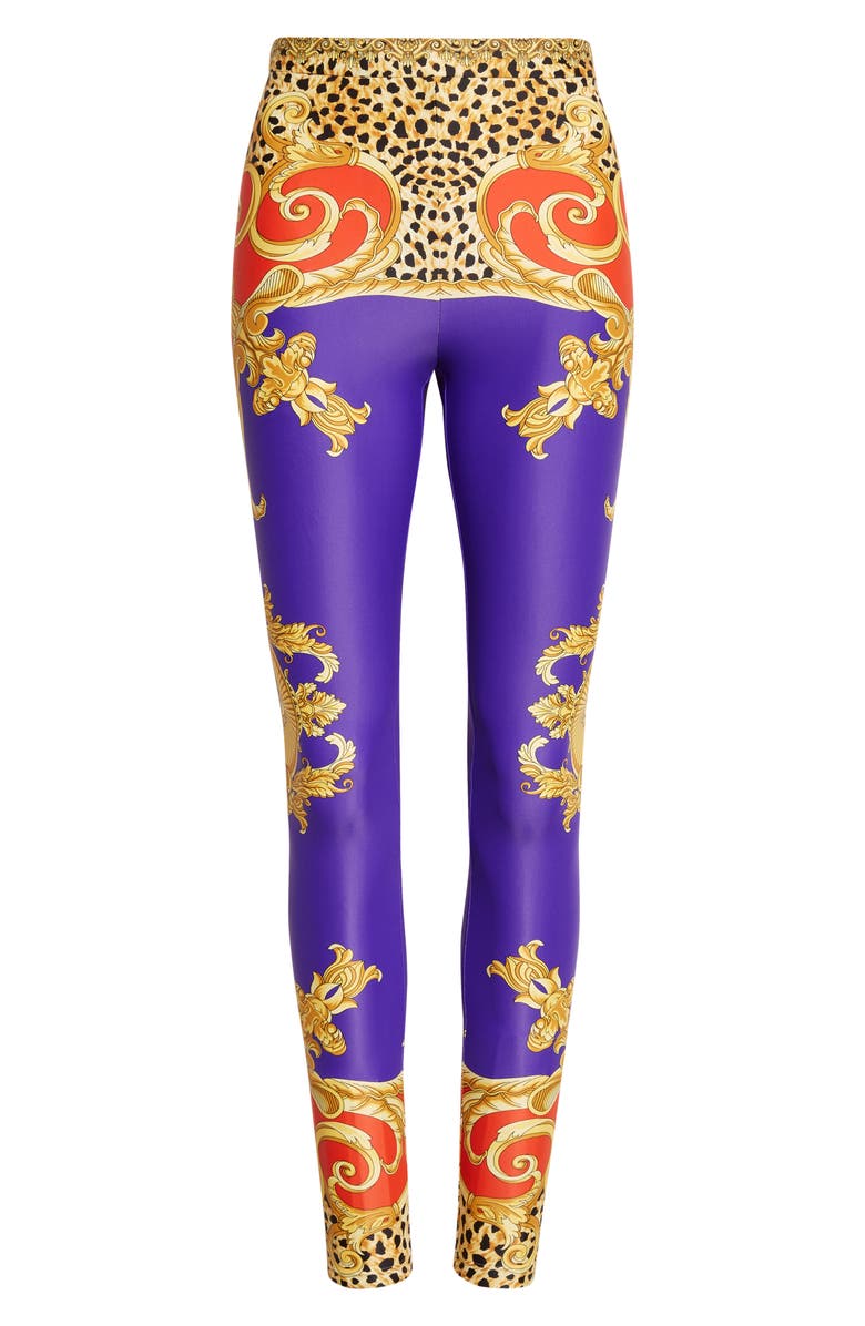 Versace Cheetah Barocco Print Leggings, Alternate, color, Scarlet Ultramarine
