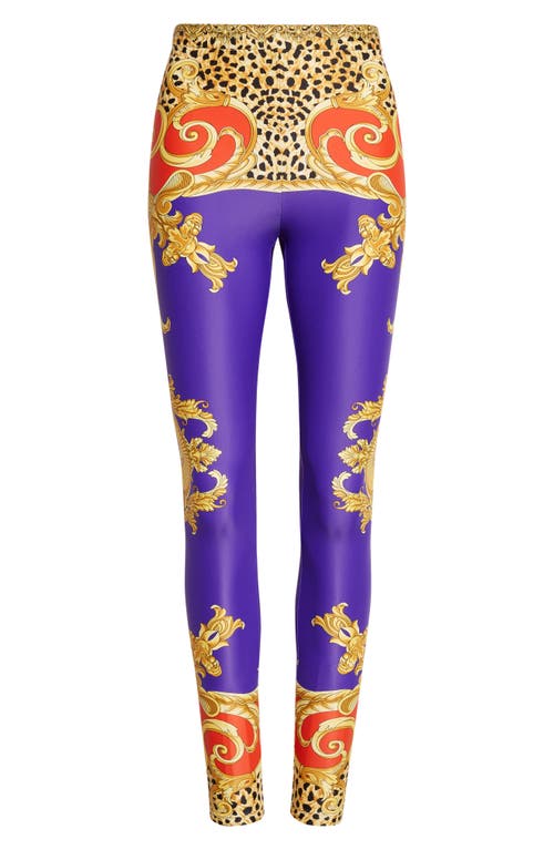 Versace Baroque-print Elastic-waist Trousers In Purple