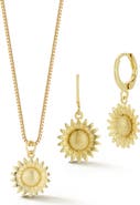 GLAZE JEWELRY Sunflower Pendant Necklace & Drop Earrings Set