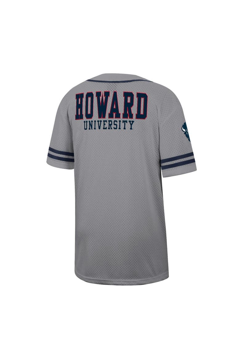 Men's Colosseum Gray Howard Bison Free Spirited Baseball Jersey, Alternate, color, Gray
