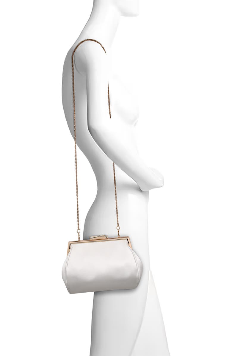 Jewel Badgley Mischka Sky Framed Clutch with Crystal Clasp, Alternate, color, White