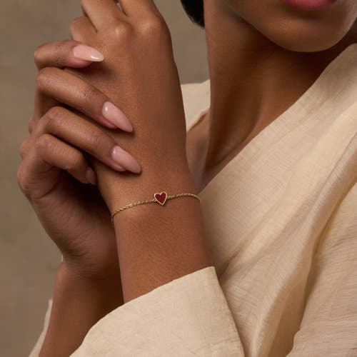 Karma And Luck Soulful Passion Carnelian Heart Bracelet In Gold/red