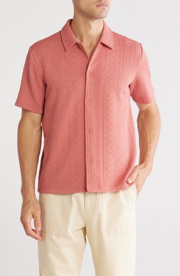 Fleece Factory Geometric Jacquard Button-up Shirt