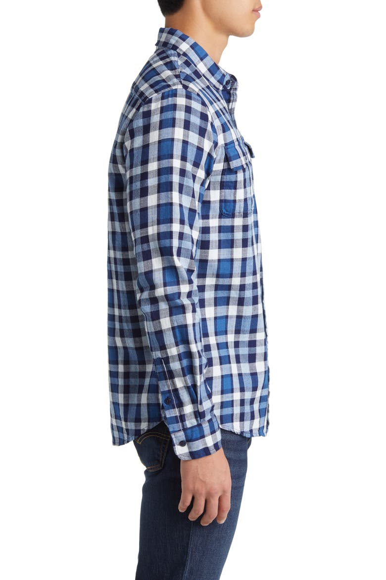Plaid Slub Cotton Button-Up Shirt, Alternate, color, BLUE