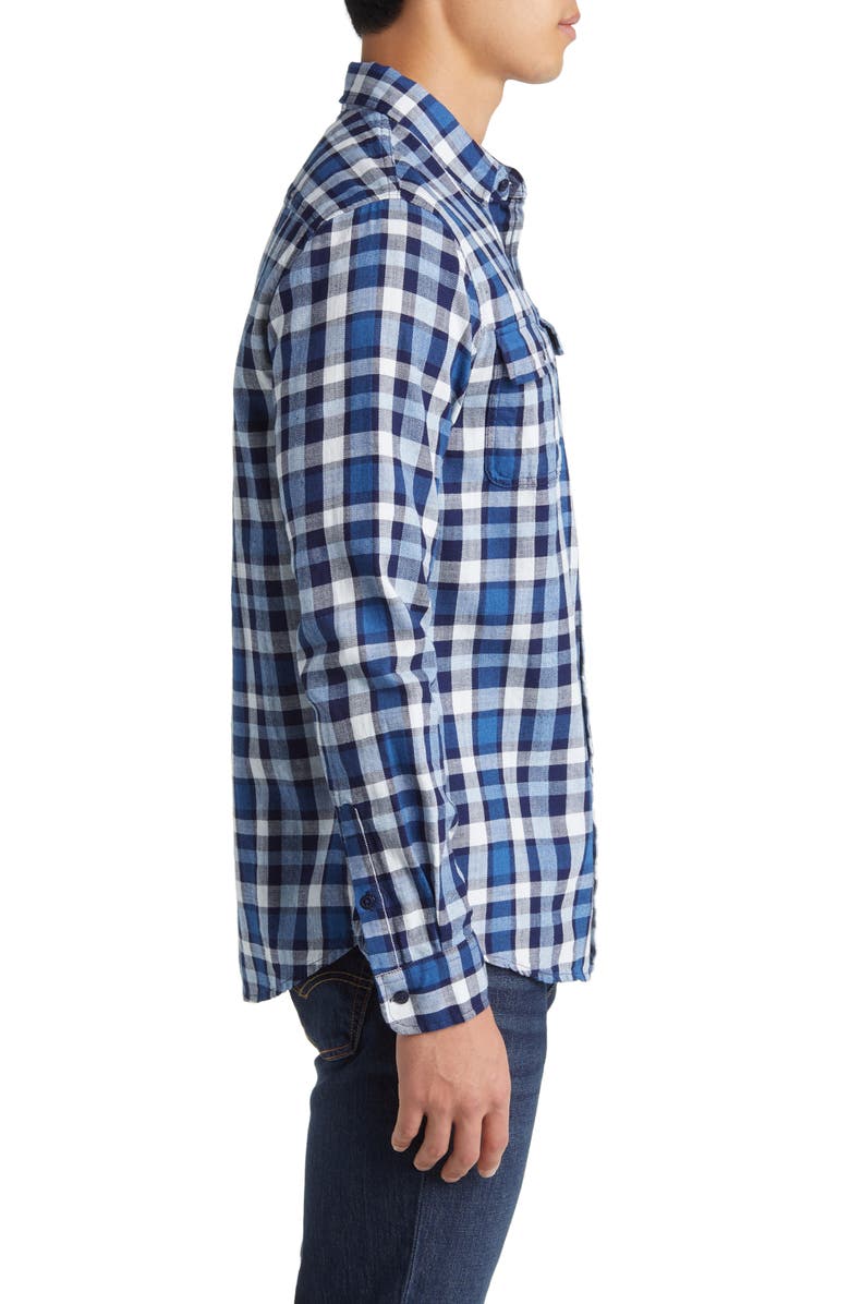 Schott NYC Plaid Slub Cotton Button-Up Shirt, Alternate, color, Blue