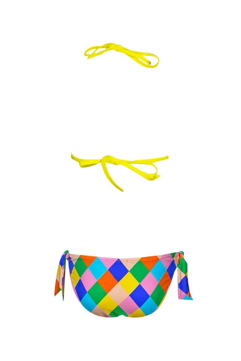 Multicolor Checkered Print Two Piece Bikini, Big Kid, Alternate, color, Multicolor
