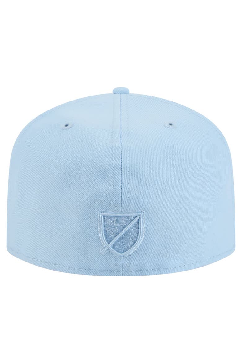 Men's New Era Light Blue Seattle Sounders FC Color Pack A-Frame 59FIFTY Fitted Hat, Alternate, color, Light Blue