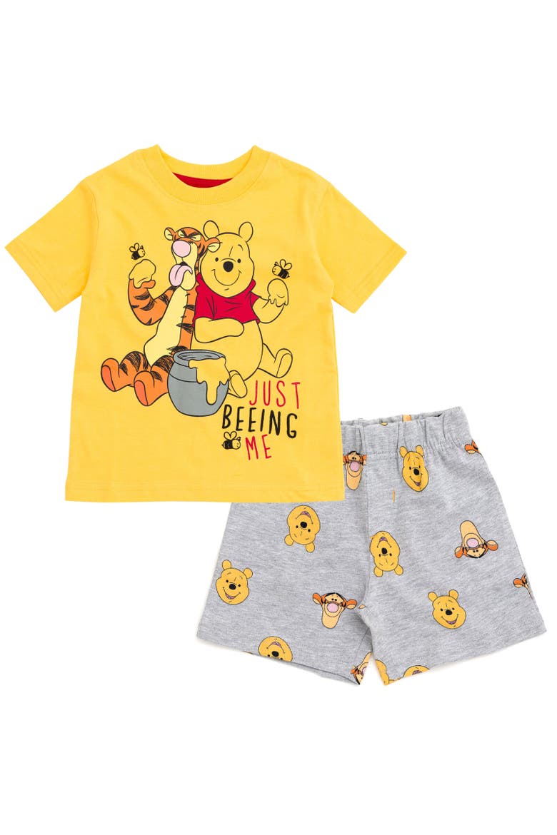 Winnie the Pooh T-Shirt & French Terry Shorts Set, Main, color, Yellow