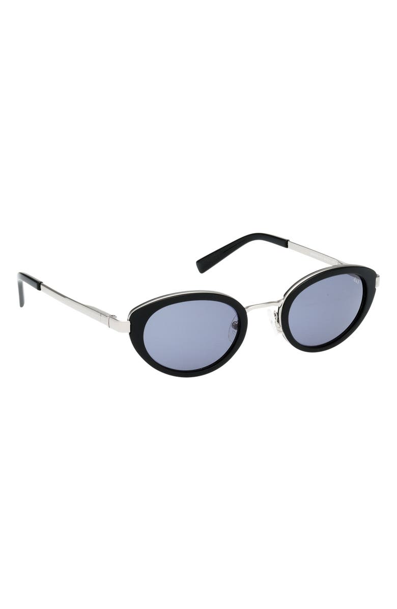 ABERCROMBIE & FITCH 50mm Oval Sunglasses, Alternate, color, Shiny Black / Smoke