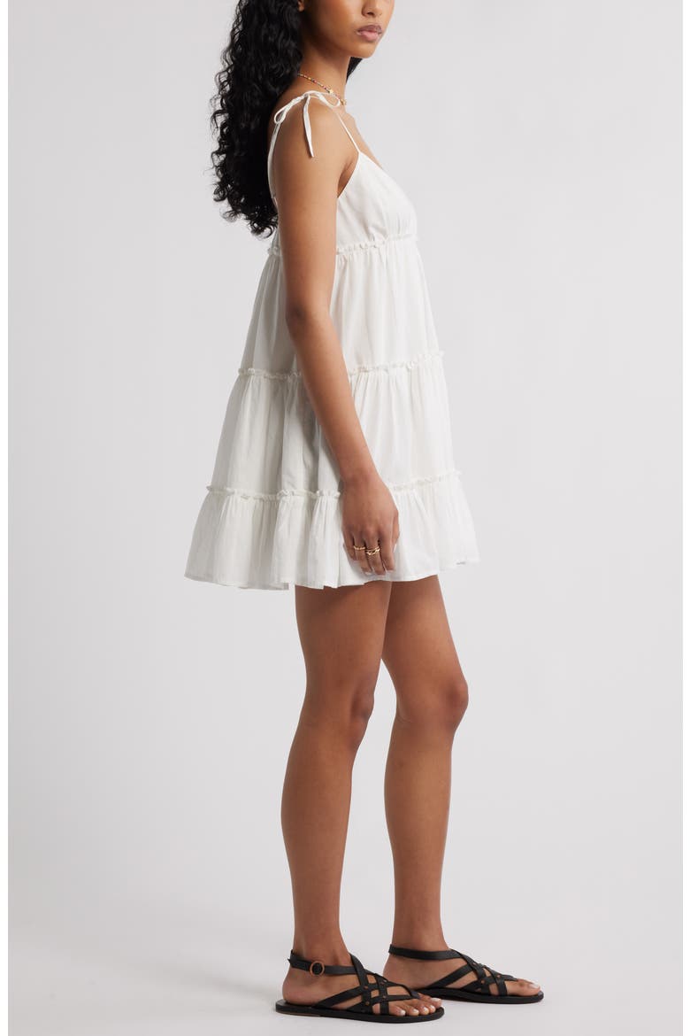Tiered Cotton Minidress, Alternate, color, WHITE BLANC