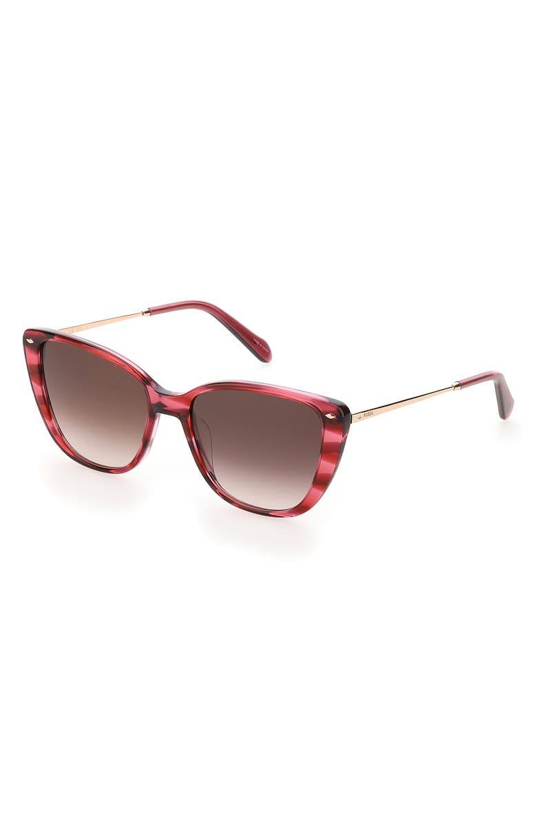 Fossil 54mm Cat Eye Sunglasses, Alternate, color, Burgundy