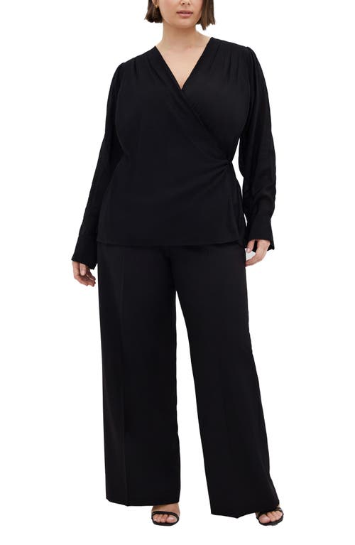 City Chic Binsley Wrap Top In Black