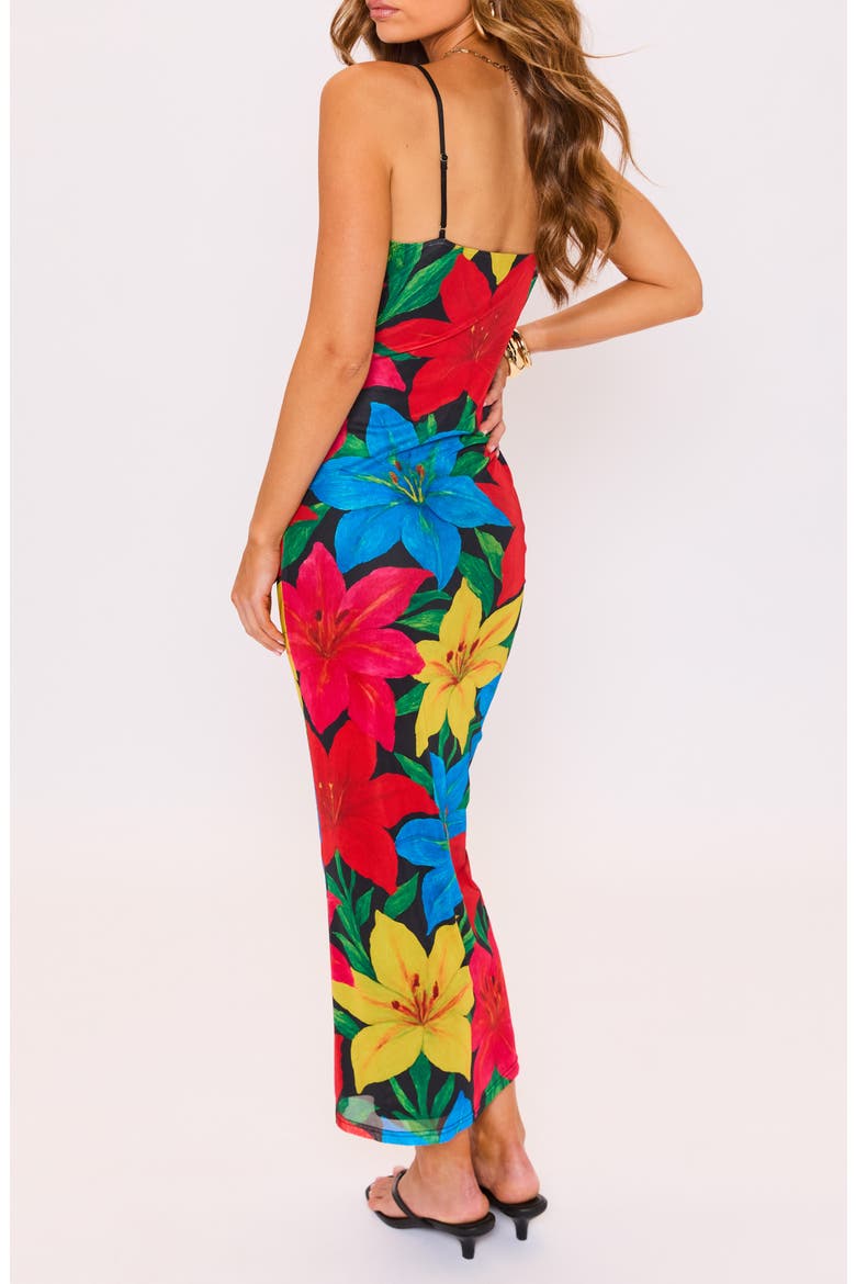 Radiant Floral Body-Con Midi Dress, Alternate, color, RED/ BLUE/ BLACK MULTI