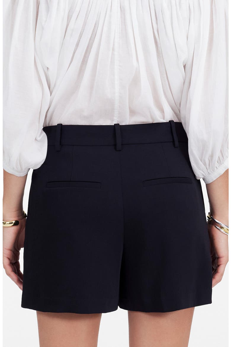 Easy Pleated Crepe Trouser Shorts, Alternate, color, JET BLACK