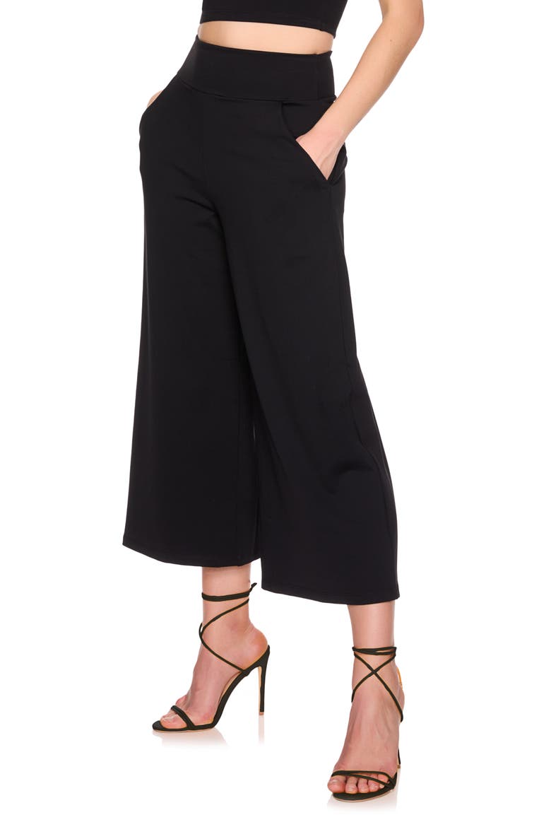 Crop Wide Leg Pants, Alternate, color, BLACK