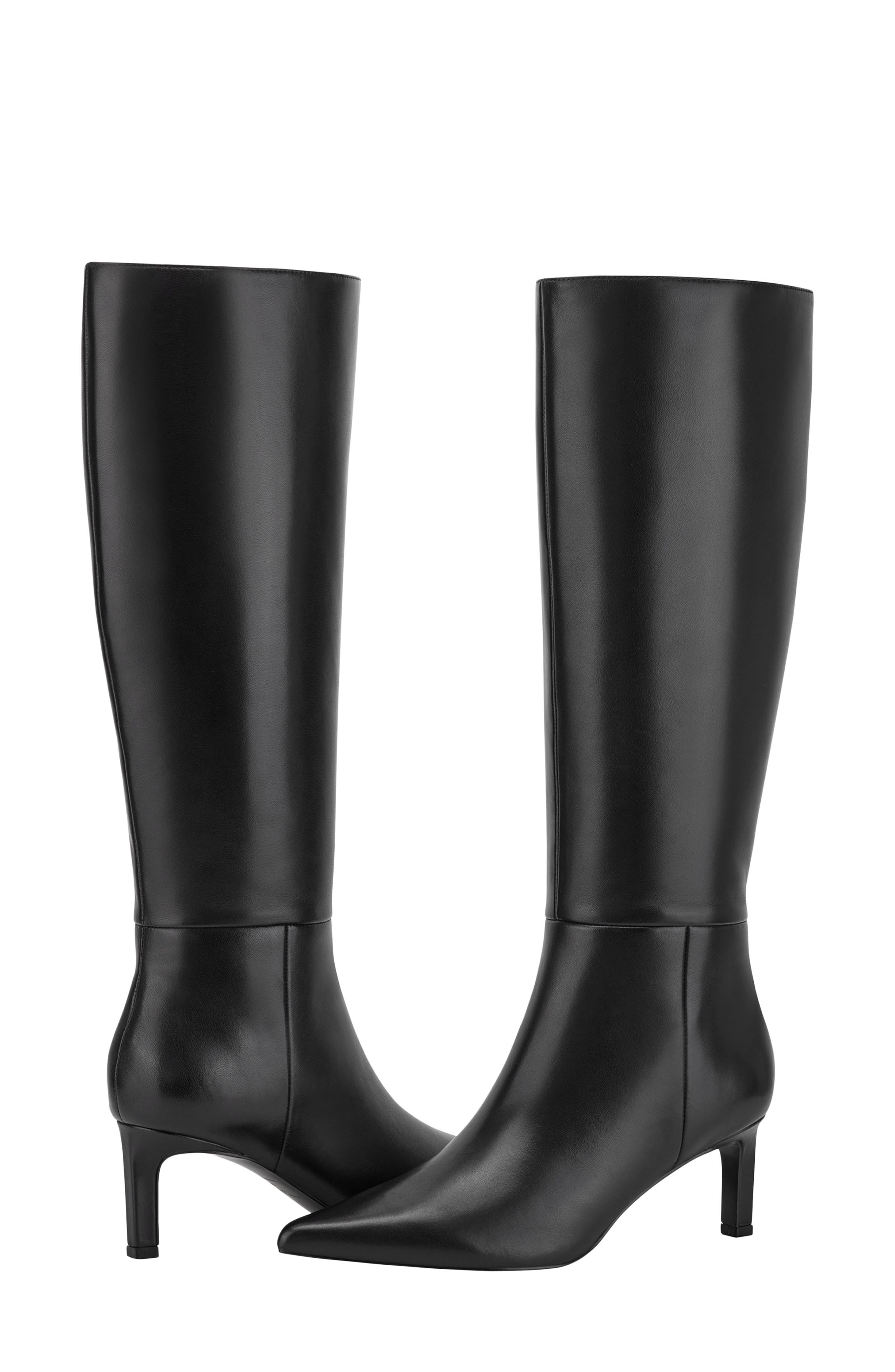 Marc Fisher LTD Eva Pointed Toe Knee High Boot, Alternate, color, Black Smooth