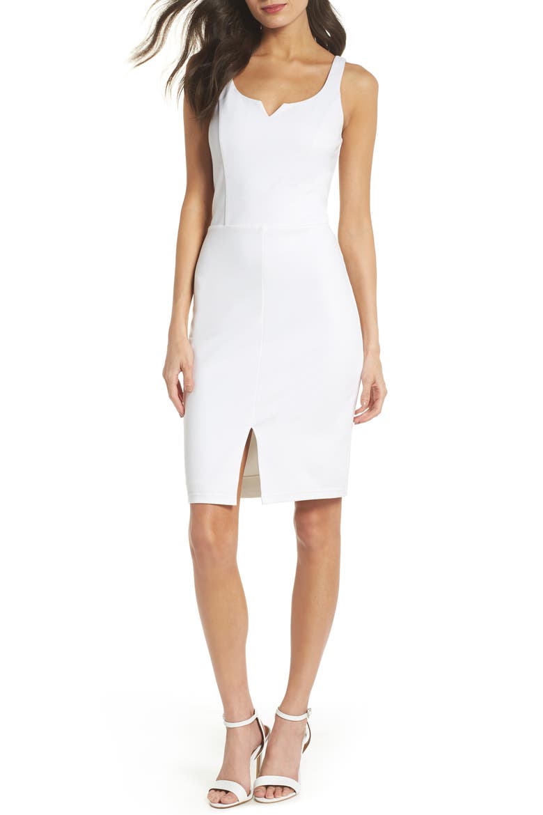 Rose All Day Ponte Sheath Dress, Main, color, WHITE