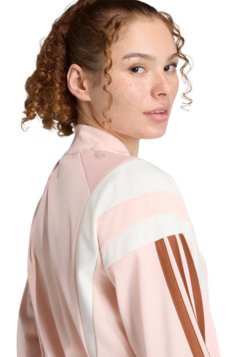 3-Stripes Fashion Tracktop Bomber Jacket, Alternate, color, BLUSH PINK/ DUSKY BRONZE
