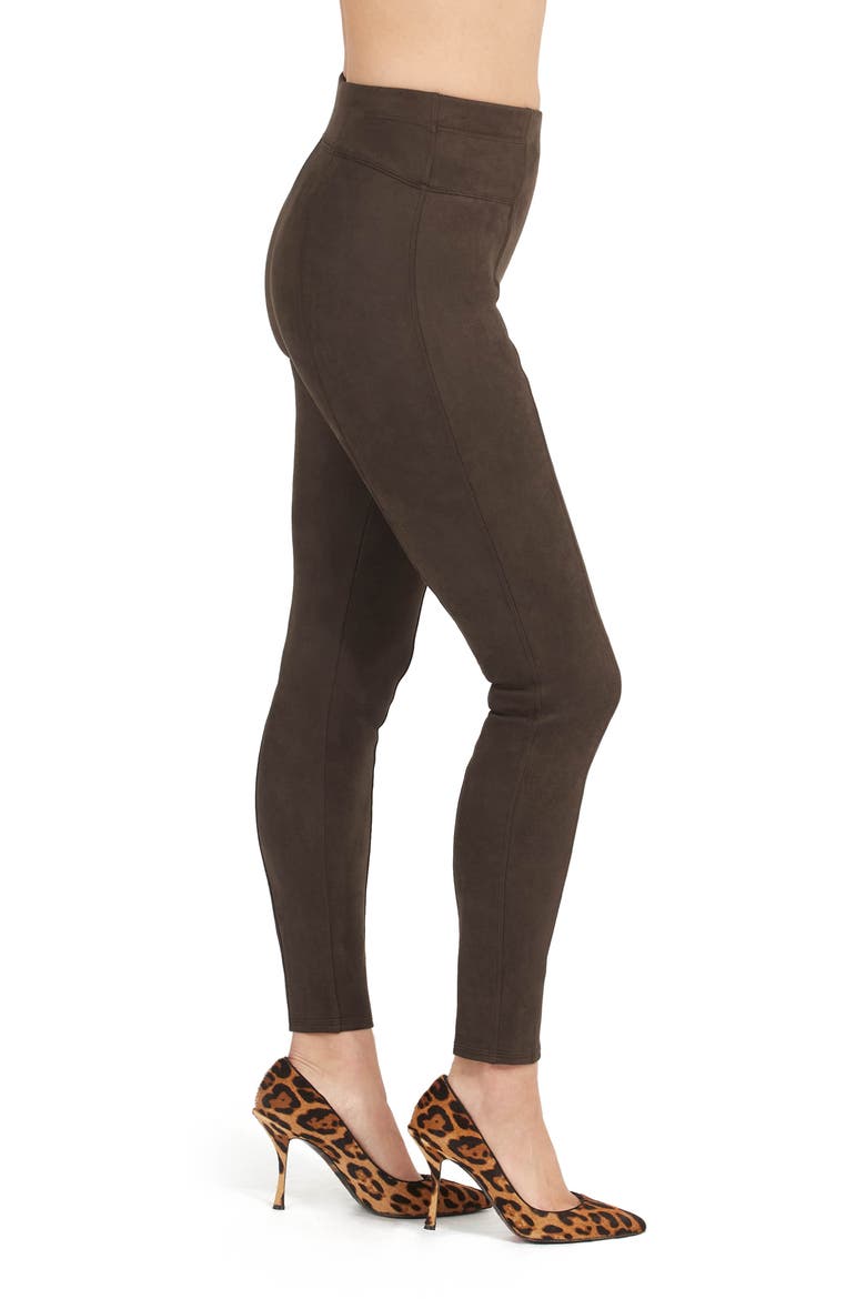 High Waist Faux Suede Leggings, Alternate, color, CHOCOLATE BROWN