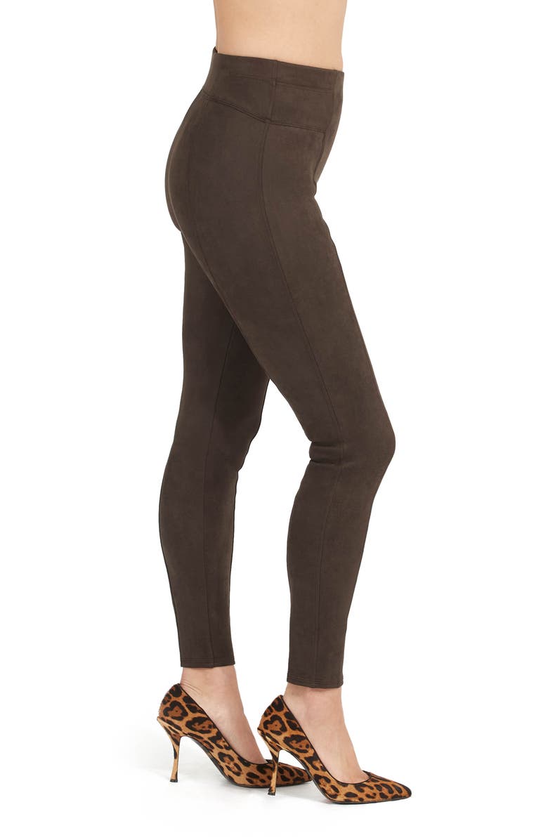 SPANX<sup>®</sup> High Waist Faux Suede Leggings, Alternate, color, Chocolate Brown