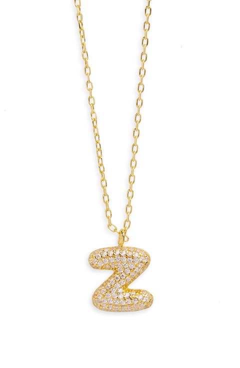 Cubic Zirconia Bubble Inital Pendant Necklace