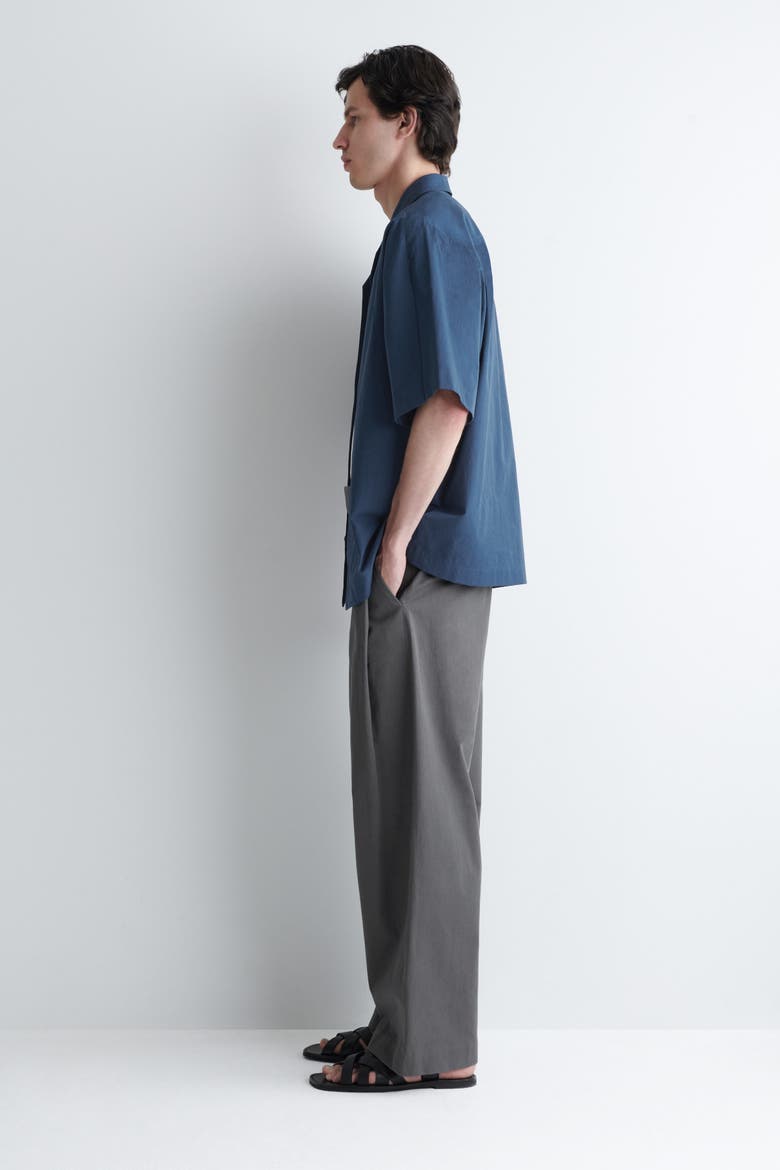 Embroidered Camp-collar Pima Cotton Shirt, Alternate, color, NAVY