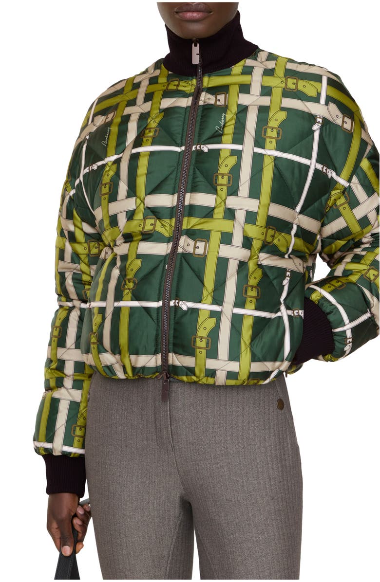 Burberry Cropped Reversible Belt Check Nylon Jacket, Main, color, Marsh Green