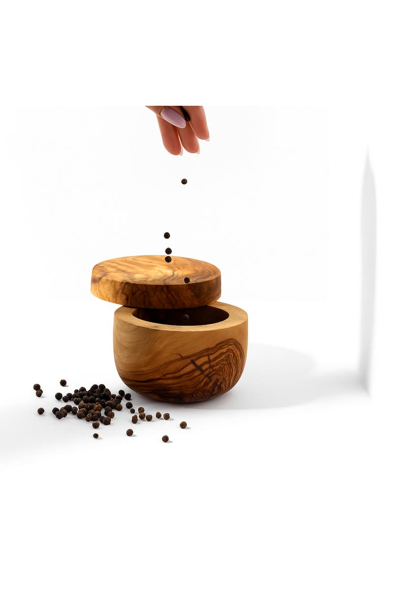 Gharyan Stoneware Olive Wood Salt & Spices Cellar, Alternate, color, 