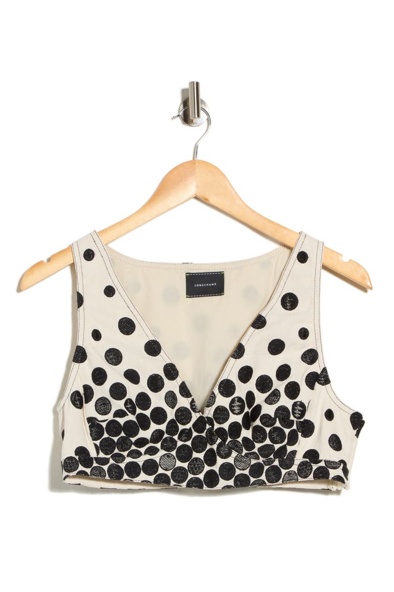 Polka Dot Crop Tank, Alternate, color, BLACK/ BEIGE