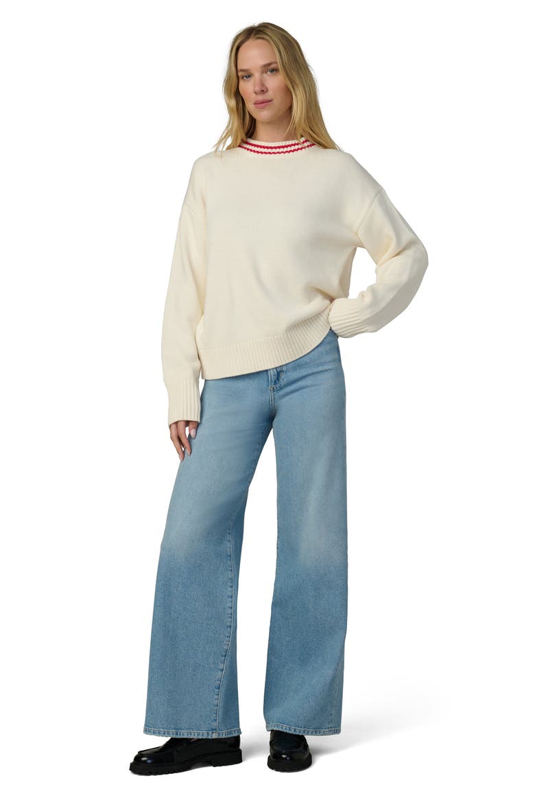 Benson Tipped Crewneck Sweater, Alternate, color, ECRU