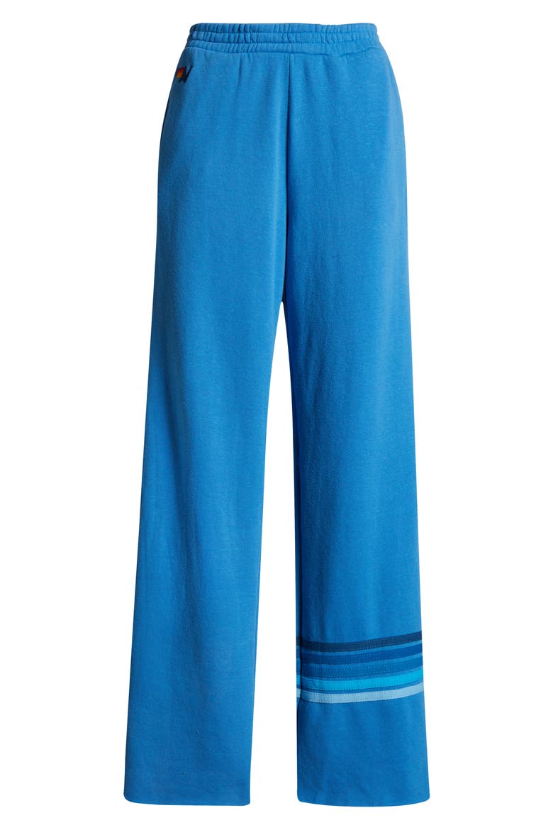 Rugby Stitch Wide Leg Sweatpants, Alternate, color, COBALT/ BLUE