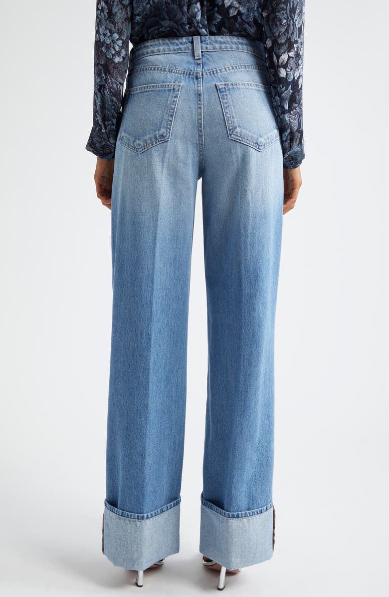 L'AGENCE Miley High Waist Cuff Wide Leg Jeans, Alternate, color, Caruso