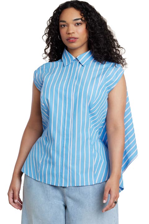 Button Up Shirt With Open Back (Plus)