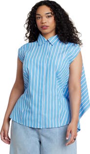 ELOQUII Button Up Shirt With Open Back