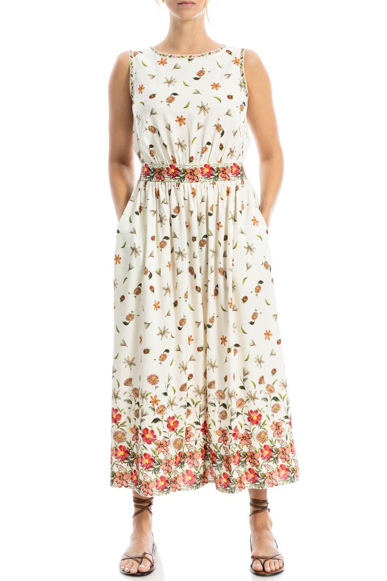 Floral Sleeveless Boat Neck Maxi Dress, Alternate, color, NATURAL/ RED POPPY