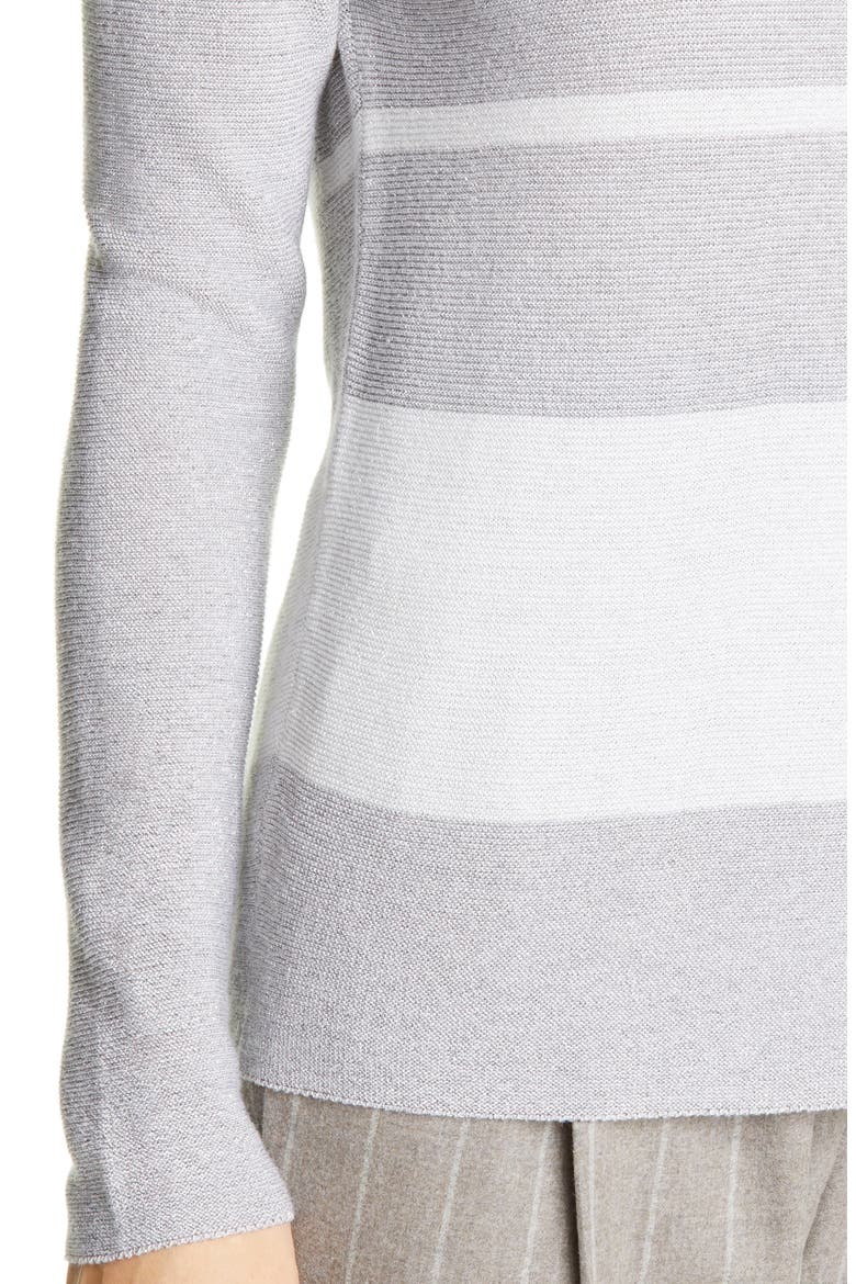 Metallic Stripe Wool Blend Sweater, Alternate, color, GREY