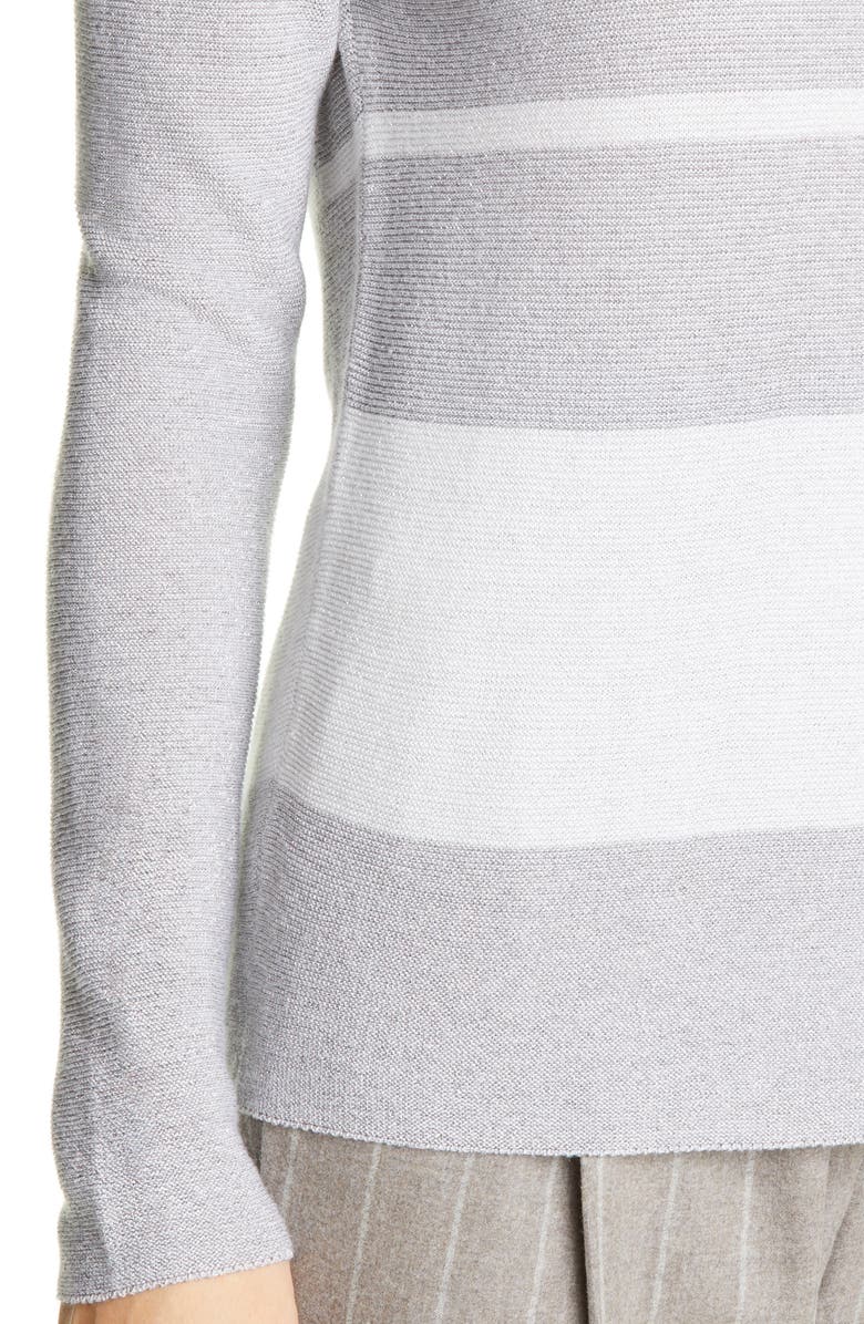 Fabiana Filippi Metallic Stripe Wool Blend Sweater, Alternate, color,