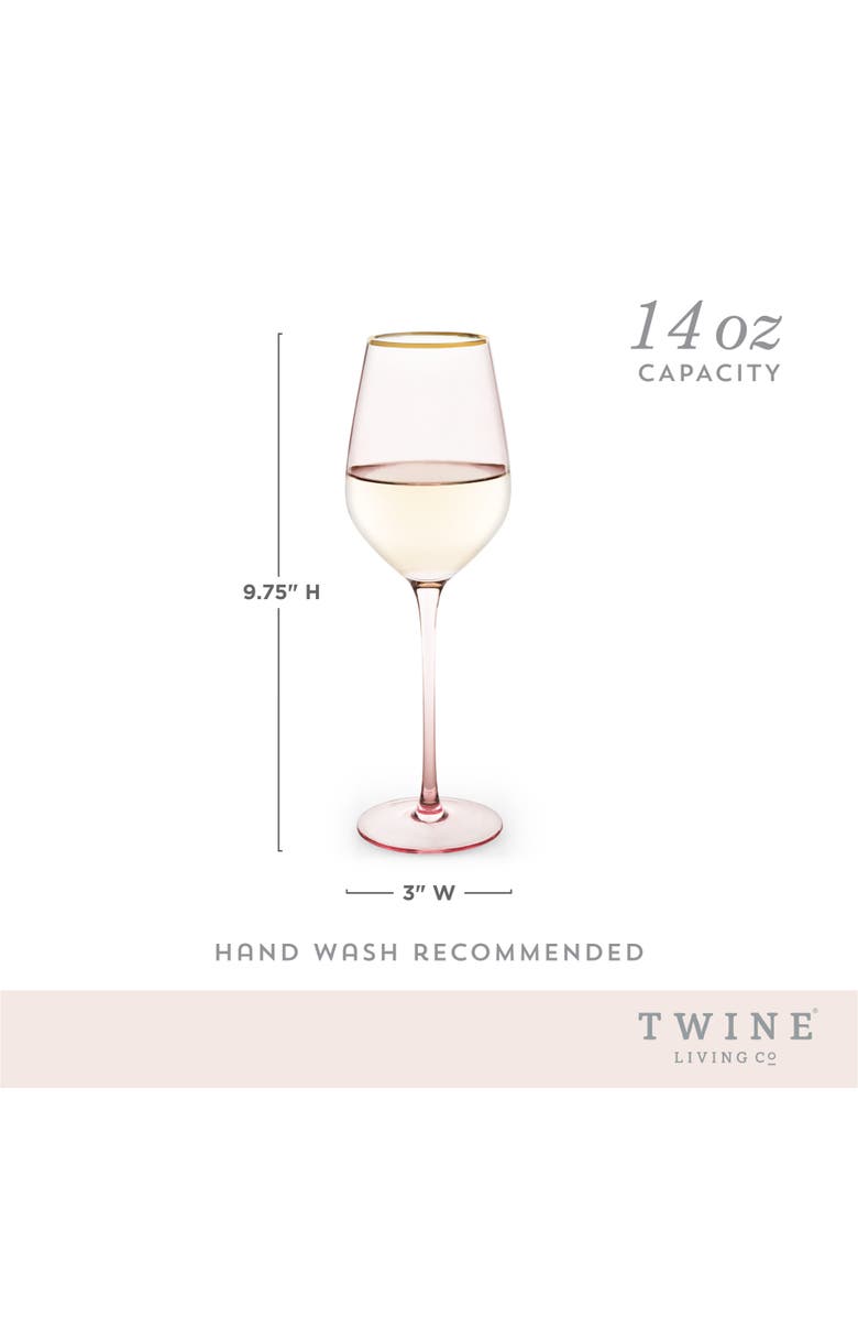 TWINE Rose Crystal White Wine Glasses Set of 2, Alternate, color, Pink
