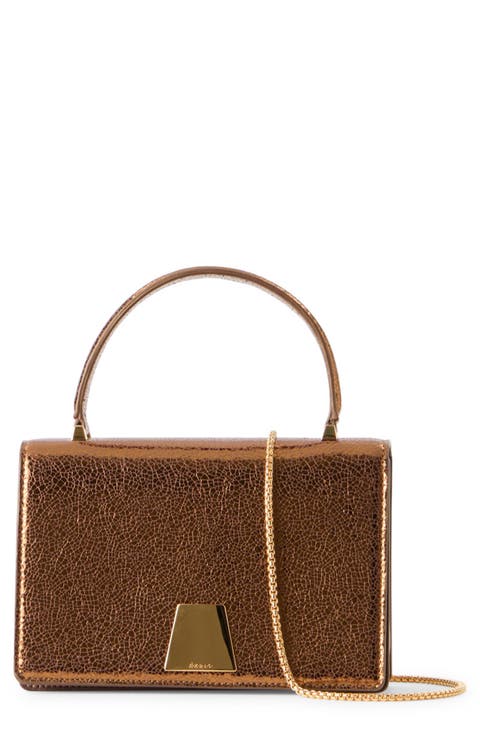 Alice Crinkled Metallic Leather Top Handle Bag